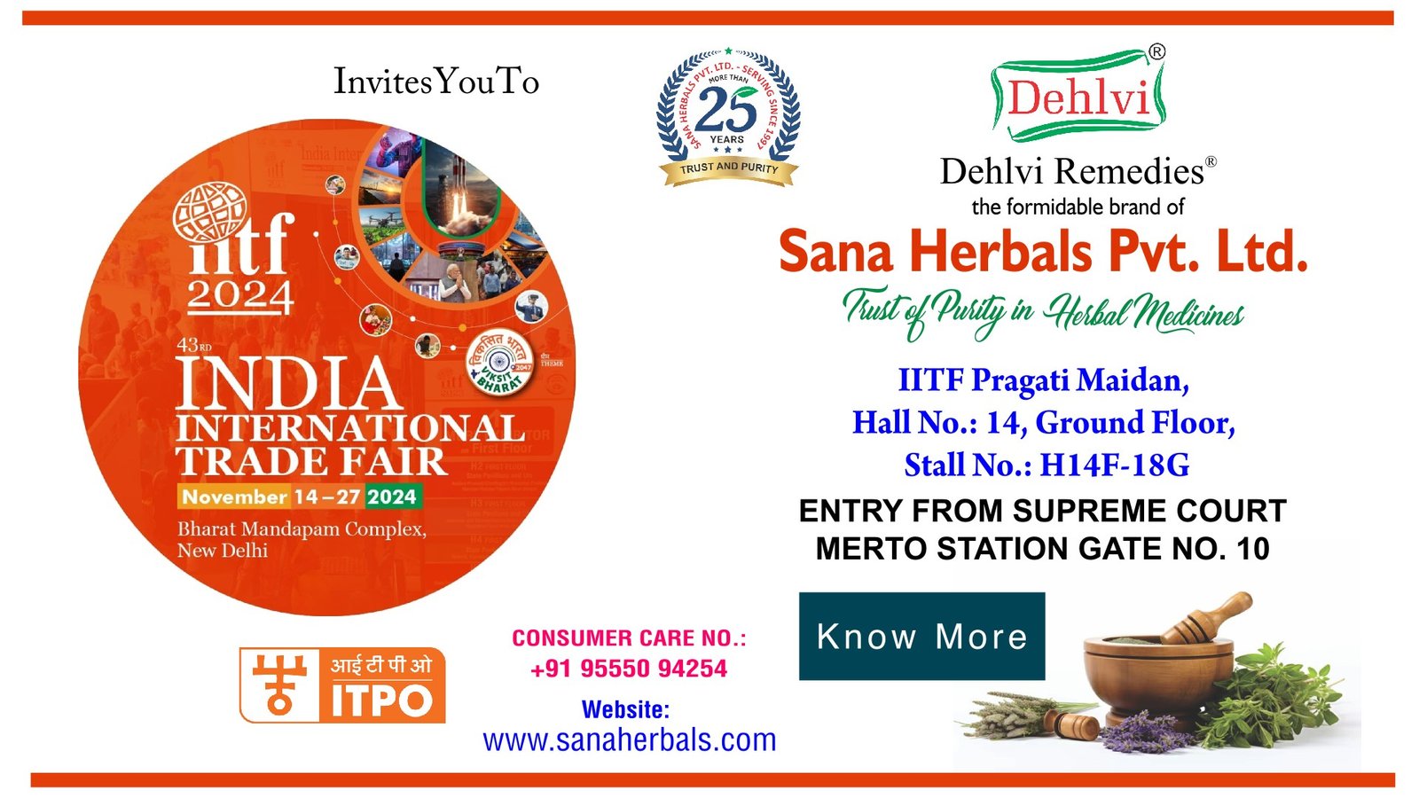 India International Trade Fair 2024 Sana Herbals Banner