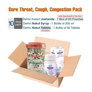 Image to show Herbal remedy pack for cold cough and sore throat.